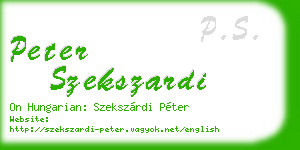 peter szekszardi business card