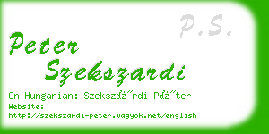 peter szekszardi business card